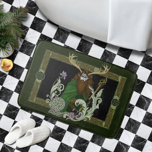 Green Celtic Antlers Man  Bath Mat
