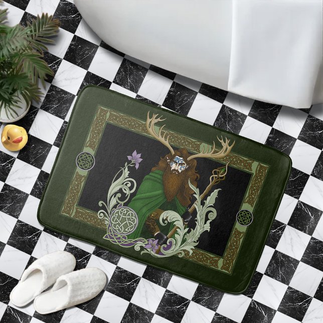 Green Celtic Antlers Man  Bath Mat (Creator Uploaded)