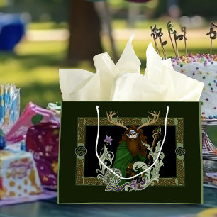 Green Celtic Antlers Man  Large Gift Bag