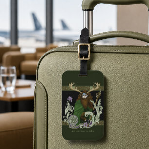 Green Celtic Antlers Man Luggage Tag