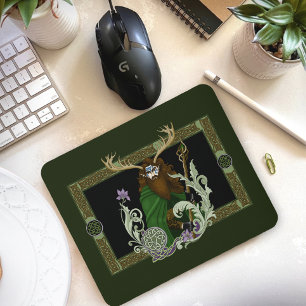 Green Celtic Antlers Man Mouse Mat