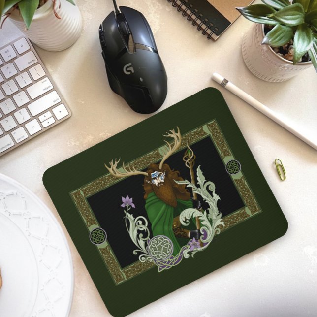 Green Celtic Antlers Man  Mouse Mat (Creator Uploaded)