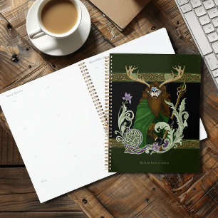 Green Celtic Antlers Man Planner