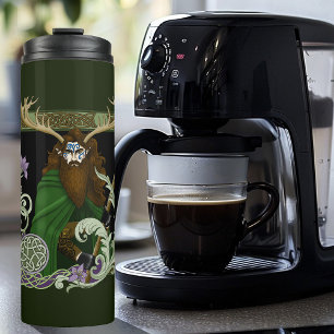Green Celtic Antlers Man Thermal Tumbler