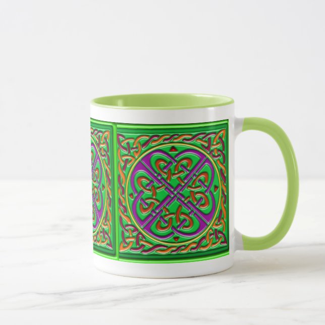 Green celtic ceramic square mug (Right)