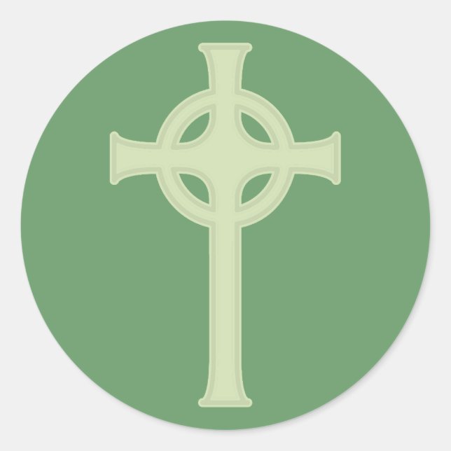 Green Celtic Cross Classic Round Sticker (Front)