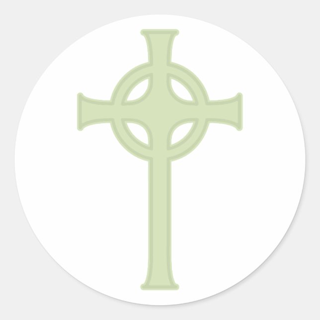 Green Celtic Cross Classic Round Sticker (Front)