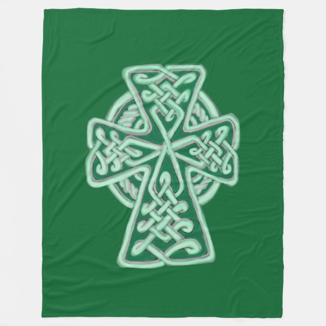 Green Celtic Cross Fleece Blanket (Front)