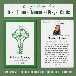 Green Celtic Cross Funeral Memorial Prayer 