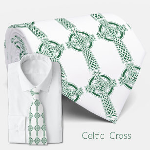 Green Celtic Cross Irish St. Patricks Day Religiou Tie