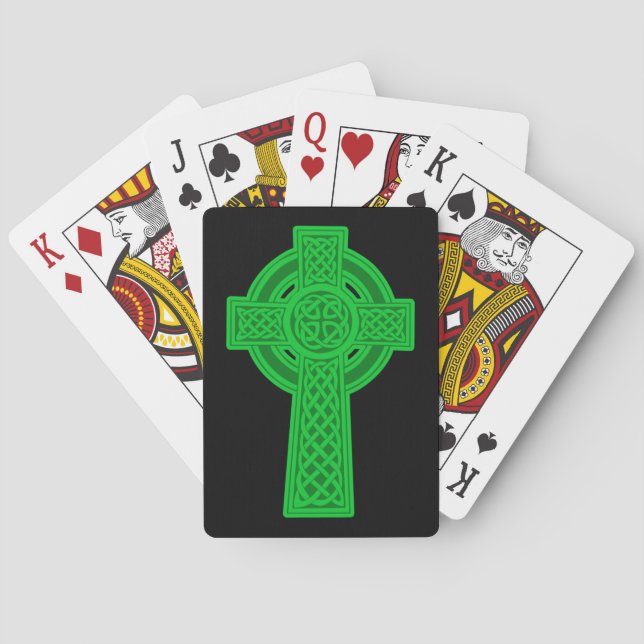Green Celtic Cross Playing Cards (Back)