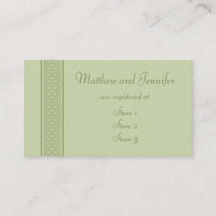 Green Celtic Custom Wedding Gift Registry Cards