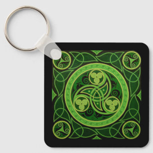 Green Celtic Design Keychain