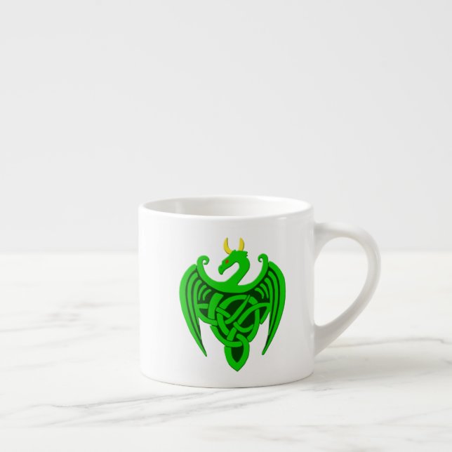 Green Celtic Dragon Espresso Mug (Right)