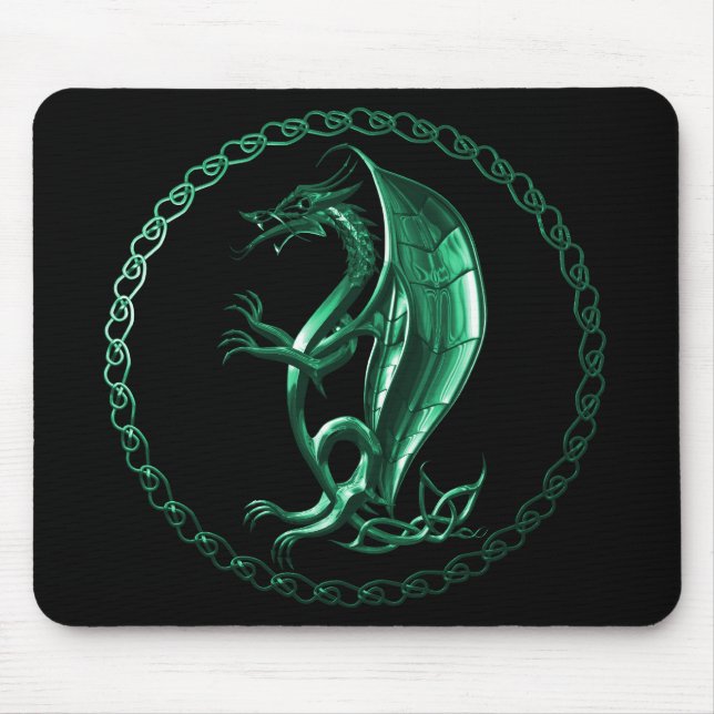 Green Celtic Dragon Mouse Mat (Front)