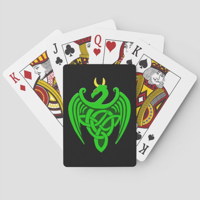 Green Celtic Dragon Playing Cards (Back)