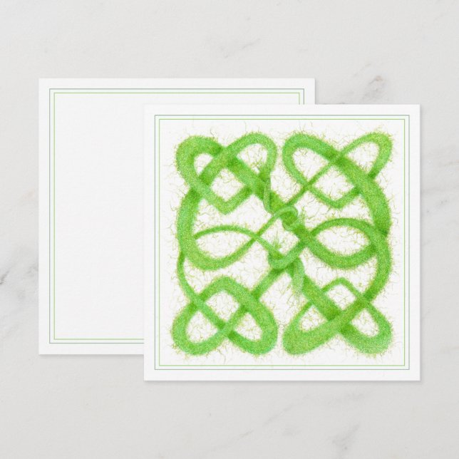 GREEN CELTIC KNOT 5.25" Square Flat Card (Front/Back)