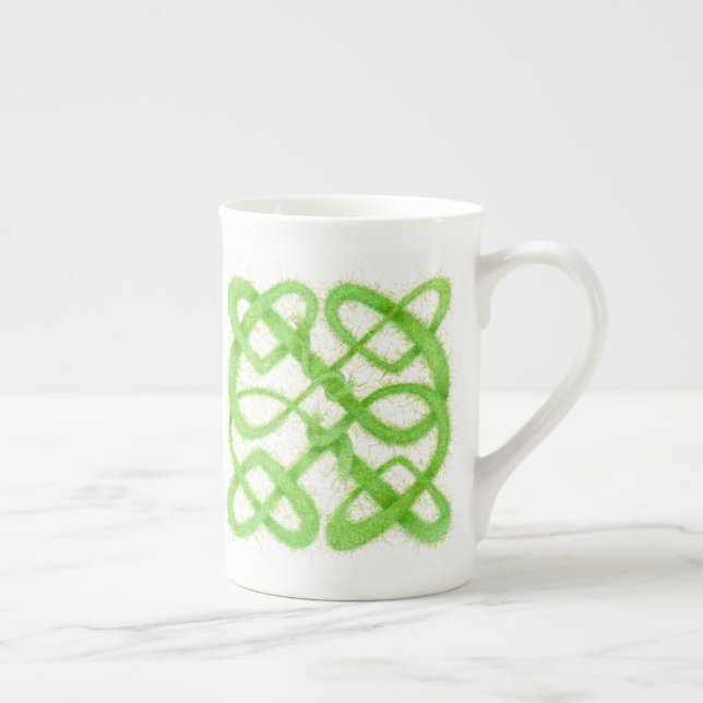 GREEN CELTIC KNOT Bone China Mug (Right)