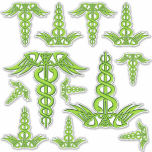 Green Celtic Knot Caduceus