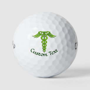 Green Celtic Knot Caduceus Golf Balls