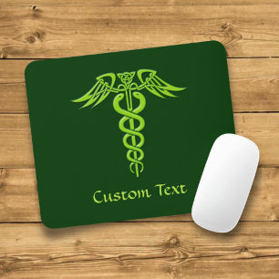 Green Celtic Knot Caduceus Mouse Mat