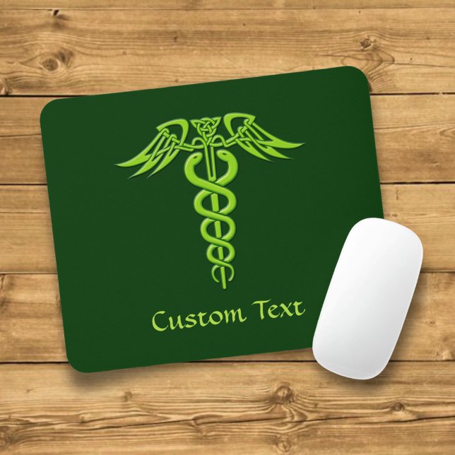 Green Celtic Knot Caduceus Mouse Mat (Creator Uploaded)