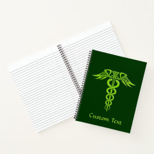 Green Celtic Knot Caduceus Notebook