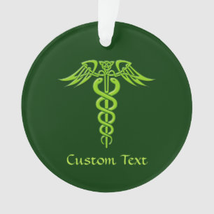 Green Celtic Knot Caduceus Ornament