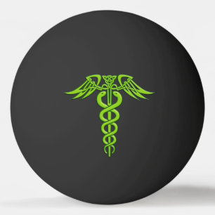 Green Celtic Knot Caduceus Ping Pong Ball