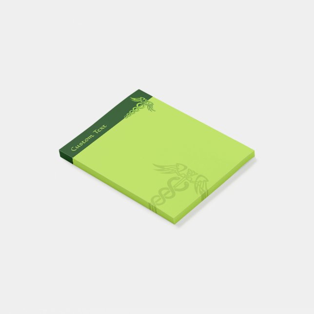 Green Celtic Knot Caduceus Post-it Notes (Angled)