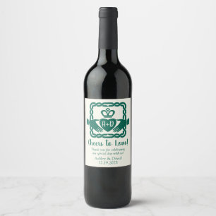 Green Celtic Knot Claddagh Irish Wedding Thank You Wine Label