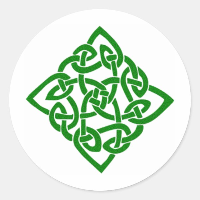 Green Celtic Knot Classic Round Sticker (Front)