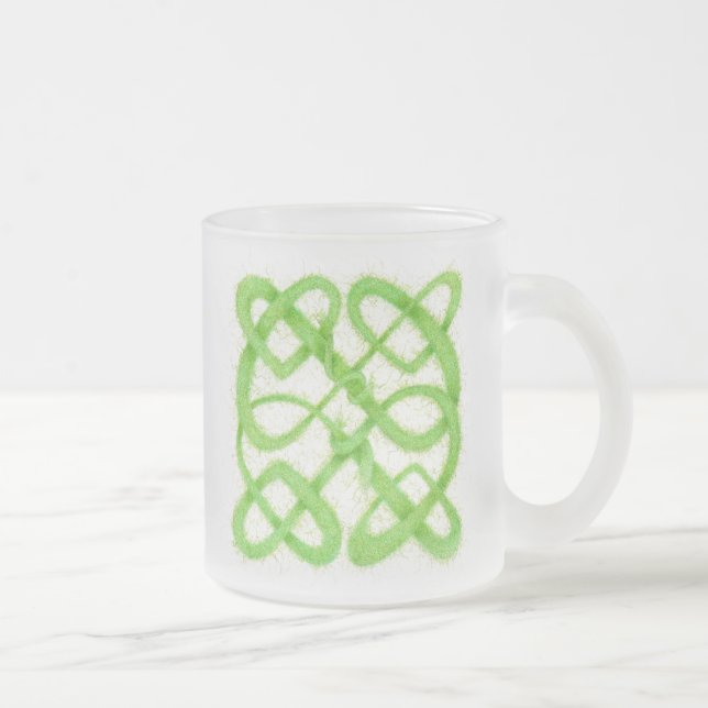 GREEN CELTIC KNOT Frosted Glass Mug (Right)