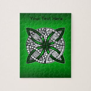 Green Celtic Knot Original Art Jigsaw Puzzle