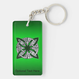 Green Celtic Knot Original Art Key Ring
