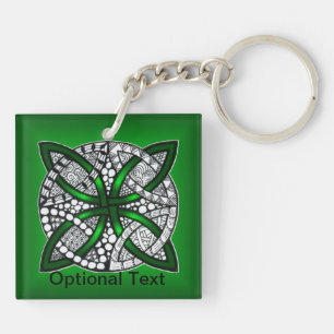 Green Celtic Knot Original Art Key Ring