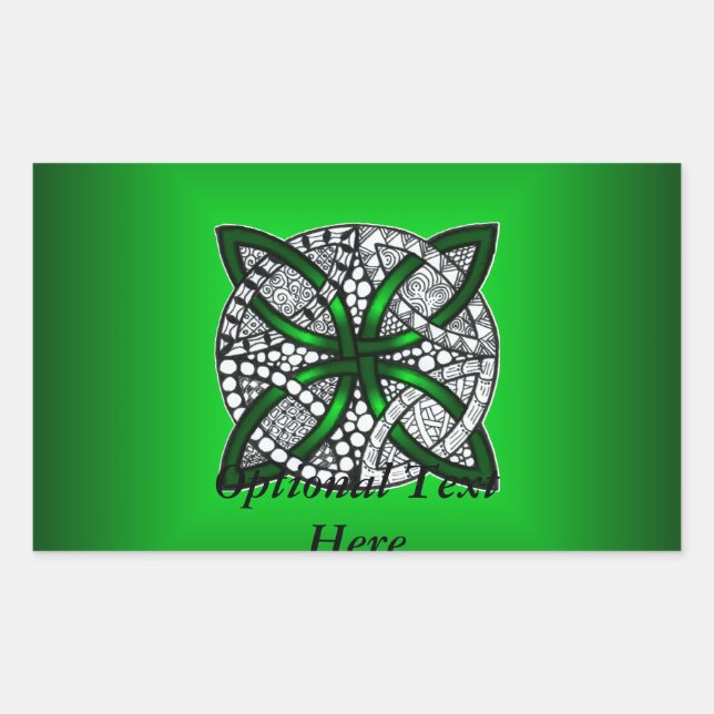 Green Celtic Knot Original Art Rectangular Sticker (Front)