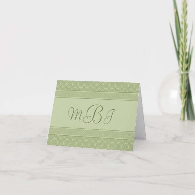Green Celtic Knot Personalised Card with Monogram (Front)