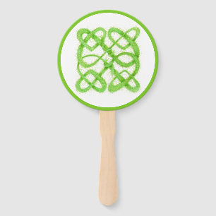GREEN CELTIC KNOT Round Hand Fans