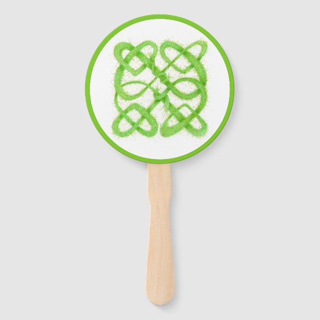 GREEN CELTIC KNOT Round Hand Fans (Front)
