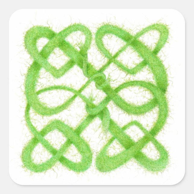 GREEN CELTIC KNOT Small Square Stickers (Front)