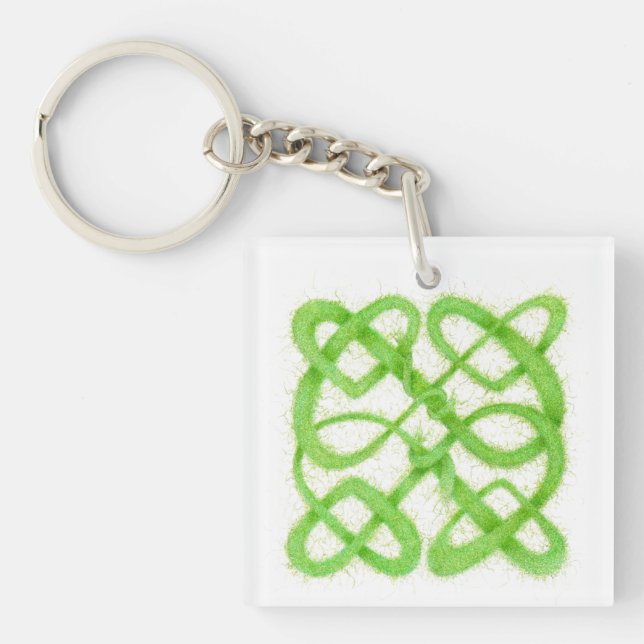 GREEN CELTIC KNOT Square Acrylic Keychain (Front)