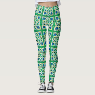 Green Celtic Knot Stone Mosaic Leggings