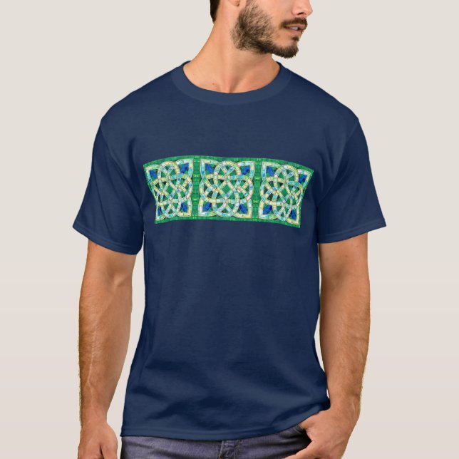 Green Celtic Knot Stone Mosaic T-Shirt (Front)