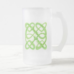 GREEN CELTIC KNOT Tall Frosted Glass Mug