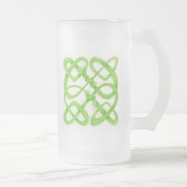 GREEN CELTIC KNOT Tall Frosted Glass Mug (Right)