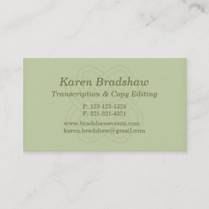 Green Celtic Knot Transcription Business Cards