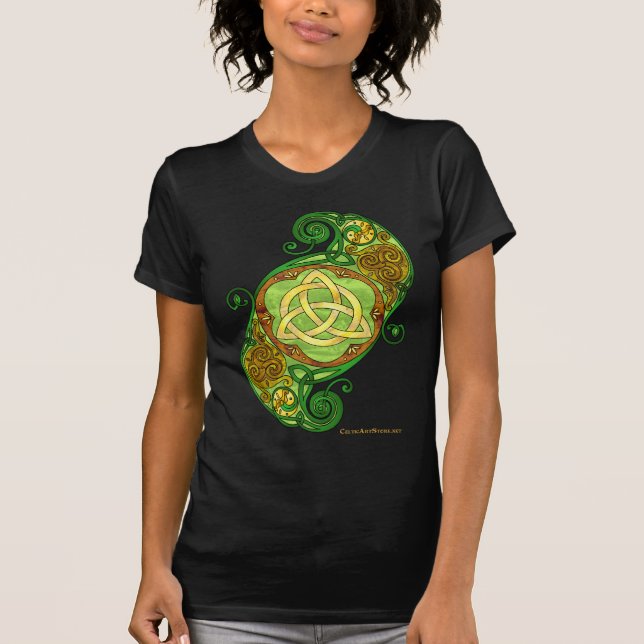 Green Celtic Spiral Trinity Knot T-Shirt (Front)