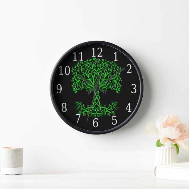 Green Celtic Tree Of Life Clock (Home)