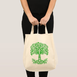 Green Celtic Tree Of Life Tote Bag